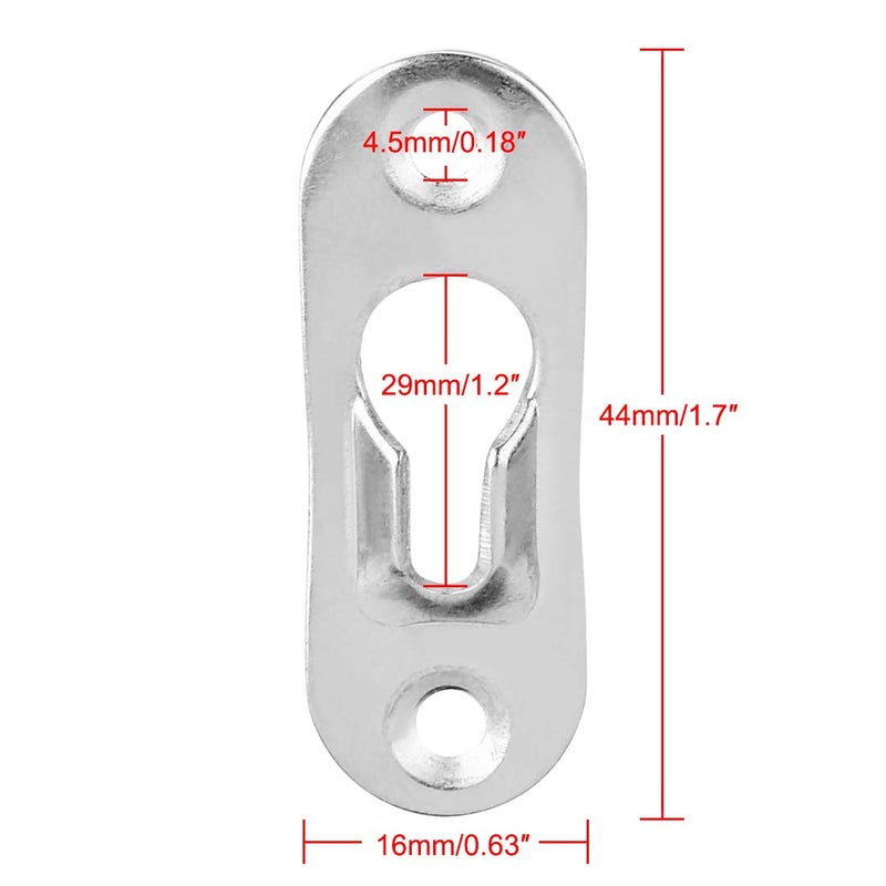 Mayitr 20 Pcs Keyhole Hangers Metal Fasteners for Picture Frames Mirrors Cabinet,Metal Keyhole Hanger Hanging Fasteners Hardware Flush Wall with Keyhole, 42 mm x 14 mm Flush Mount Hardware(No Screws,Silver) - Image 3